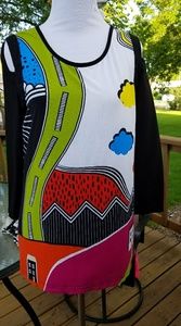 Cold shoulder colorful top💖